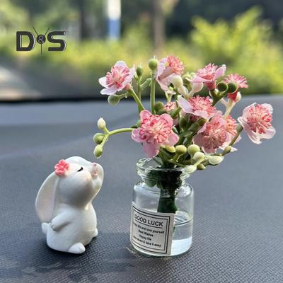 Decorazione Cruscotto Auto Mini Coniglio con Fiore in Vaso Decorazioni Interni Auto Regalo per Donne Uomini Proprietari di Auto