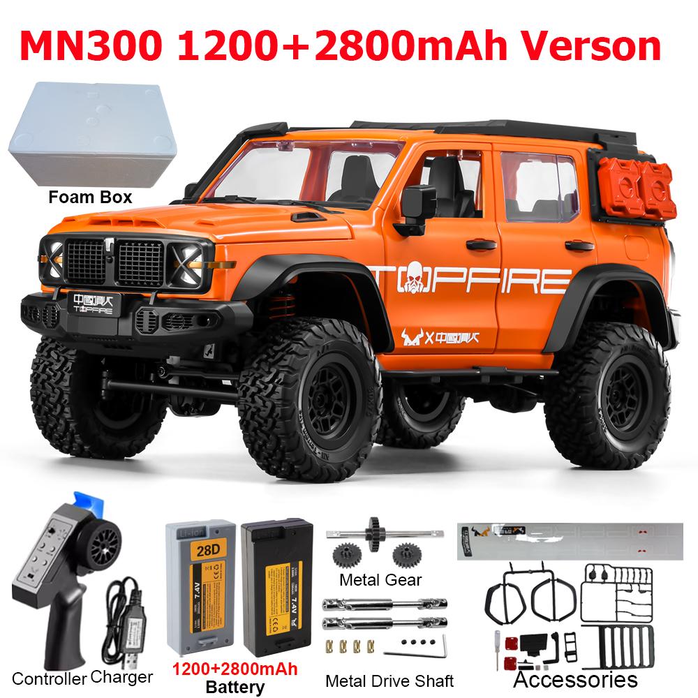 MN300 1/12 RC Car 2.4G Remote Control Car Off-road Climbing 4WD RC Crawler LED Light Truck 60mins Working RC Toy As Hobby Gift