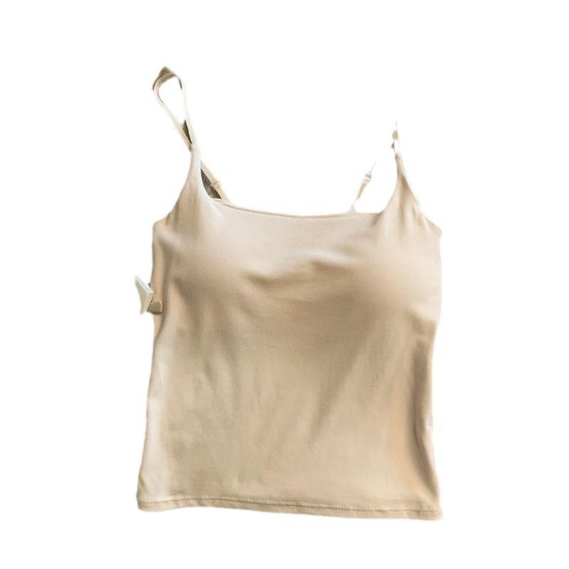 Womens Cotton Built In Bra Cami Fixed Padded Strapless Slim Fit Layering Top