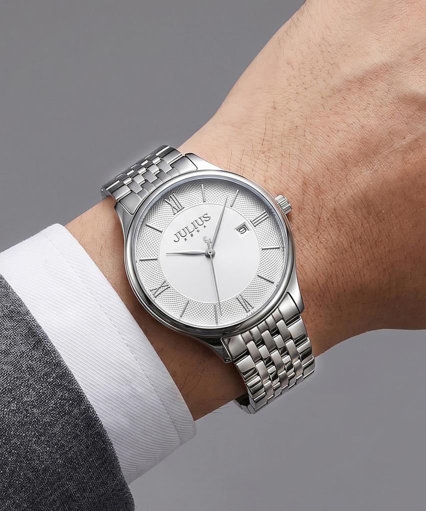 Jyullieoseu Ja-1328 Classic Round Men'S Metal Wristwatch