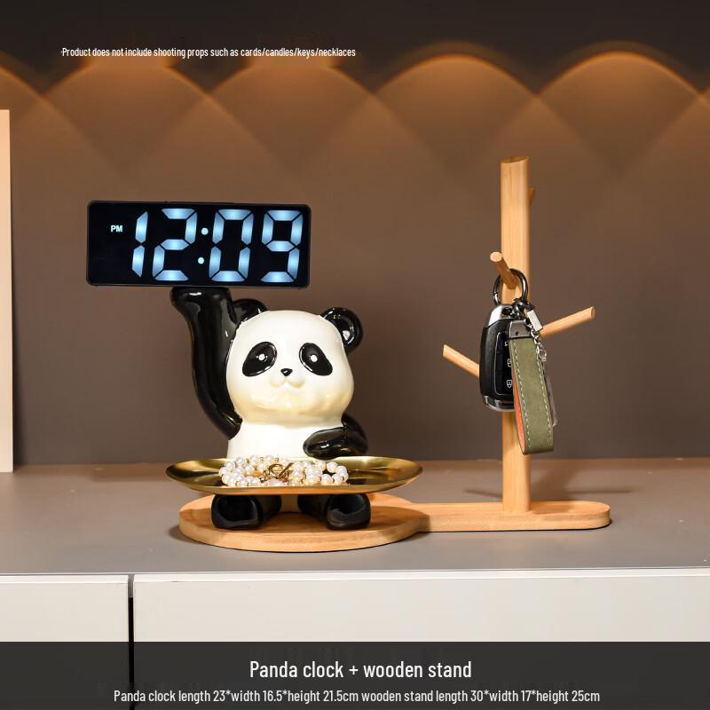 Panda Storage Tray with Clock and Stand