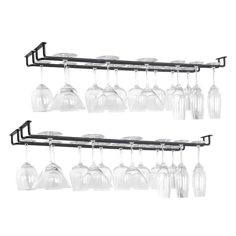 Wine Glass Rack Under Cabinet Wine Glass Holder Glasses Storage Hanger Iron Art for Bar Kitchen China Mainland