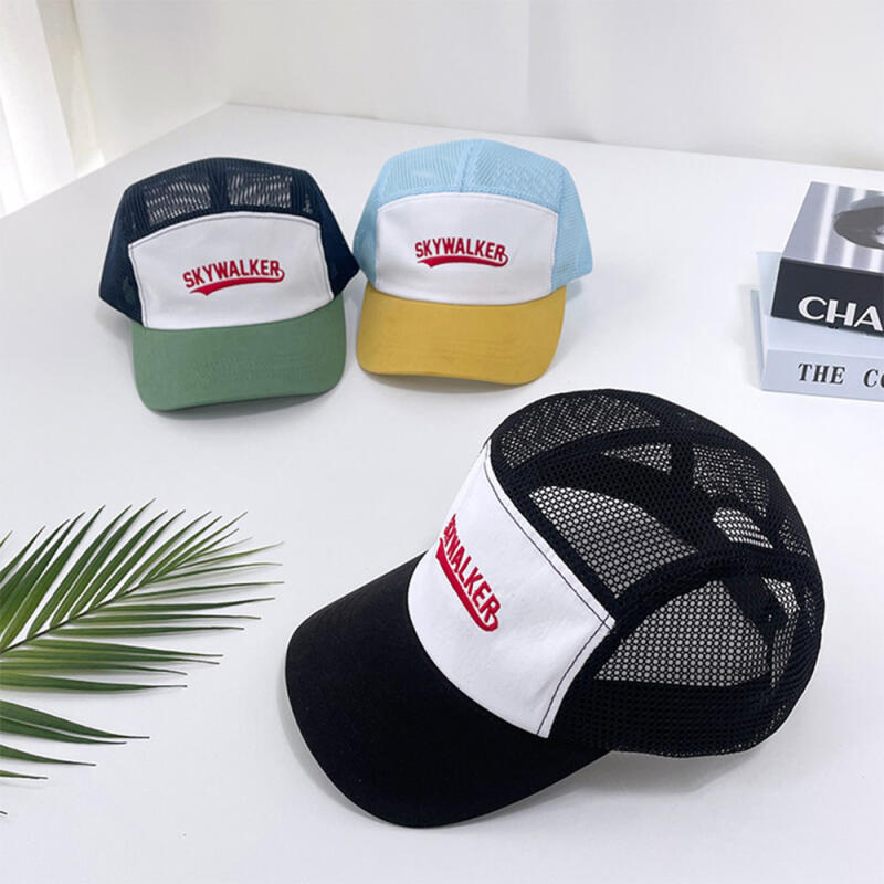 Men s two-tone pop-color lettering mesh hat C5545_Navy