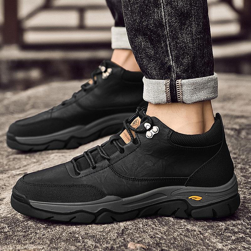 Fashion Men Casual Leather Shoes Classic Quality Anti-slip Wearable Large Size Climbing Shoes Outdoor Sneakers Trekking Leather Footwear