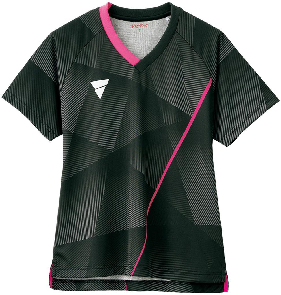 VICTAS Table Tennis Game Shirt Official Match Black Size 031485 V-LGS201 Women's, Wear, (0020), 2XS,