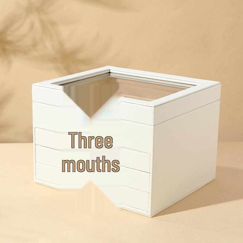 Cross-Border Jewelry Storage Box: Four-Layer Windowed Gold Drawer for Necklaces & Earrings