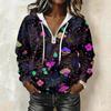 Women's Long Sleeve Halloween Print Pullover Hoodie with Drawstring Hood