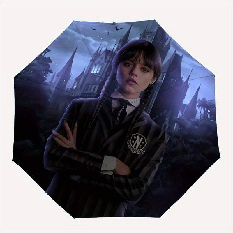 

1pc Wednesday Automatic Open/close Folding Umbrella, Compact Portable Travel Umbrella, Perfect Gift, Durable Construction yy250813068