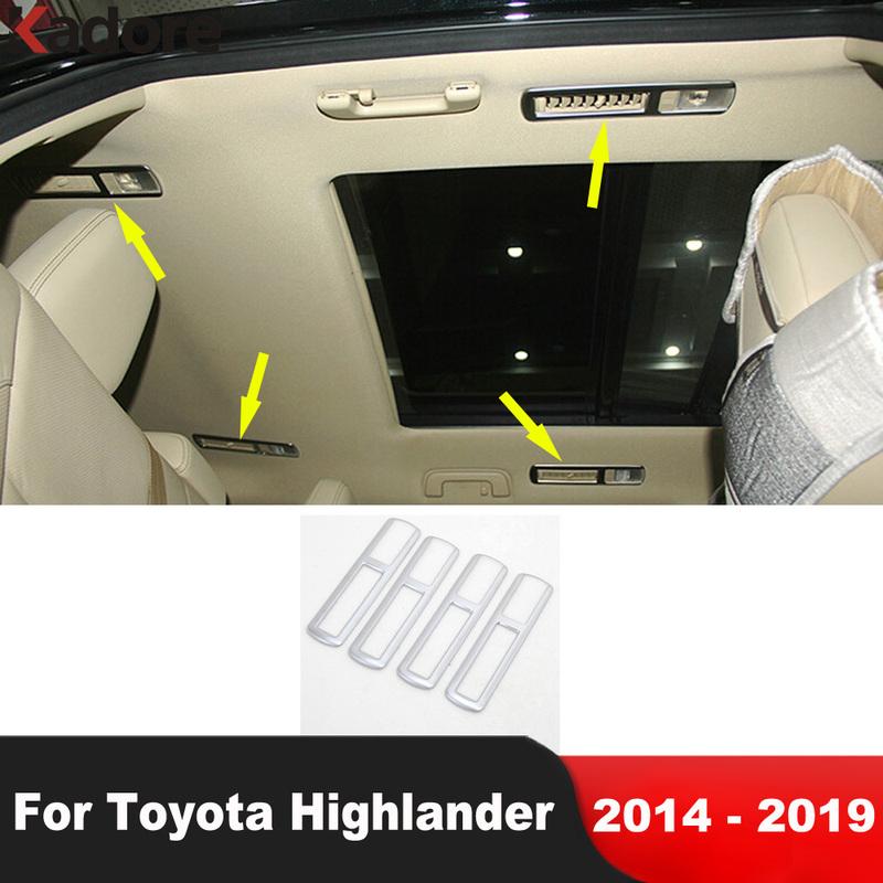 Car Rear Roof Reading Light Lamp Cover Trim For Toyota Highlander 2014 2015 2016 2017 2018  ABS Matte Interior Accessories
