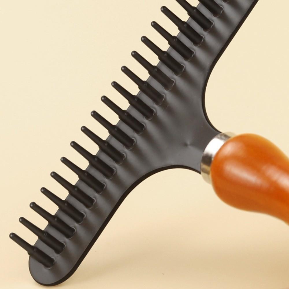 Wooden Handle Pet Comb for Long Thick Hair Stainless Steel Cleaning Carpet Rake  Dogs Puppy Cats