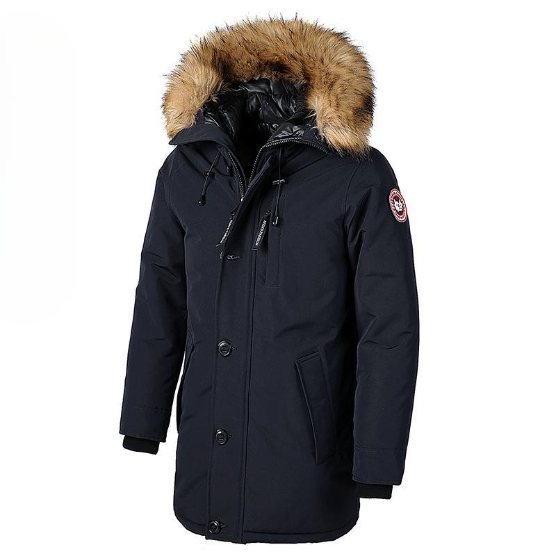 Padded Clothes Thickened Warm Padded Clothes Men's Medium and Long Cold-proof Hooded Jacket Padded Jacket Men's Casual Padded Clothes