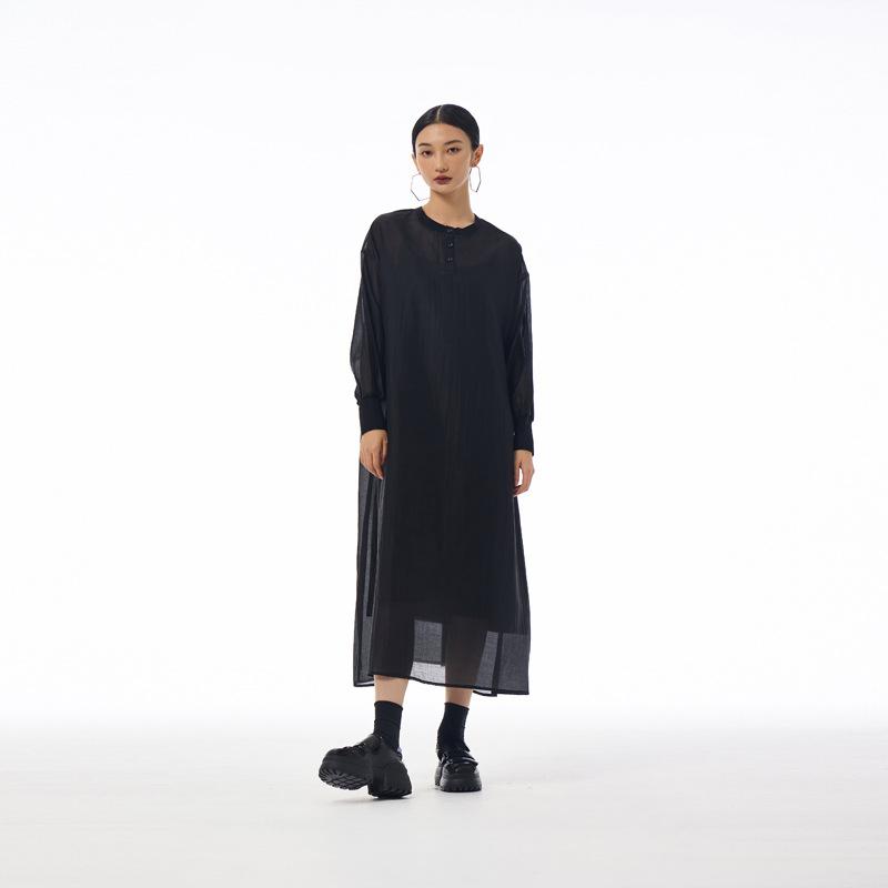 Original high-end loose early autumn Korean long-sleeved dress spring and autumn new loose niche foreign style shirt skirt
