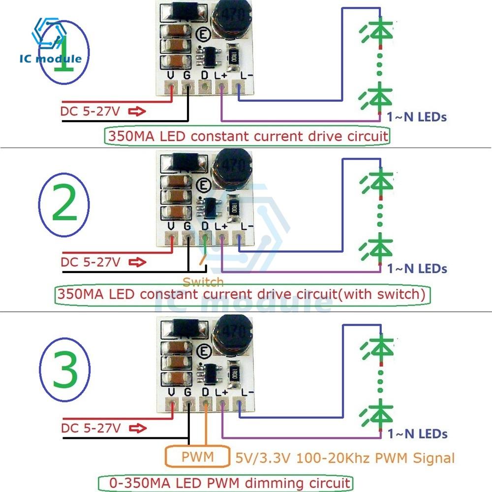 Mini LD2635MA DC5-27V 350mA Buck HB LED Driver Module Step Down Buck Converter for Arduino