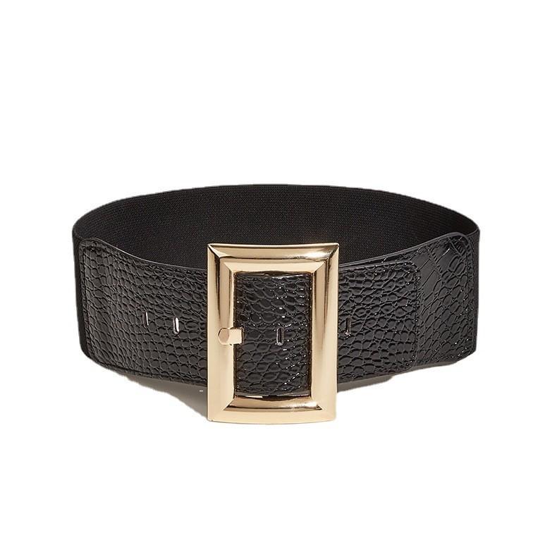 

New European Style Womens Wide Belt With Zinc Alloy Buckle For Dress Decoration