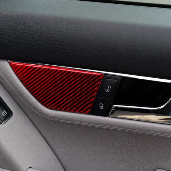 Red ABS Carbon Fiber Seat Console Button Cover Fit For Mercedes-Benz Class W204