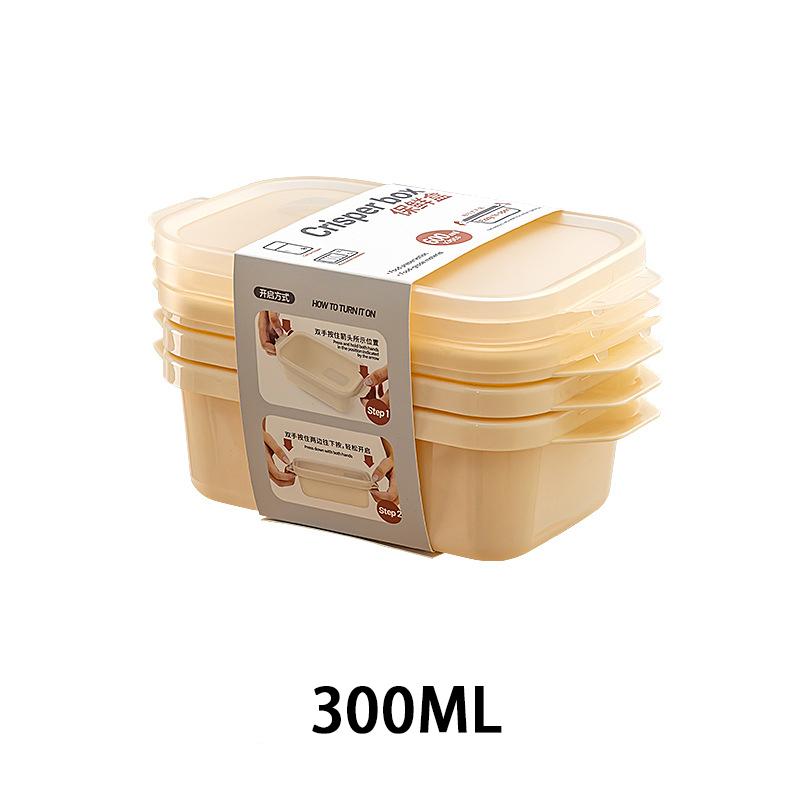 Утолщенная прозрачная герметичная коробка для хранения прямоугольная коробка для хранения в морозильной камере пластиковая коробка для хранения пищевых продуктов пригодная для использования в микроволновой печи 300ml 3pcs бежевый 1169₽