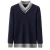 Pierre Cardin Men's Thickened Knit Pullover – Casual Autumn/Winter Long-Sleeved Sweater for Middle-Aged Men