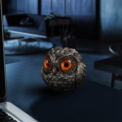 Yousheng 1/3Pcs Handmade Realistic Owl Statue with Big Eyes Intricate Feathers Metal Owl Figurine Home Decor