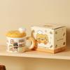 Creative Bread Kitten Ceramic Mug with Lid