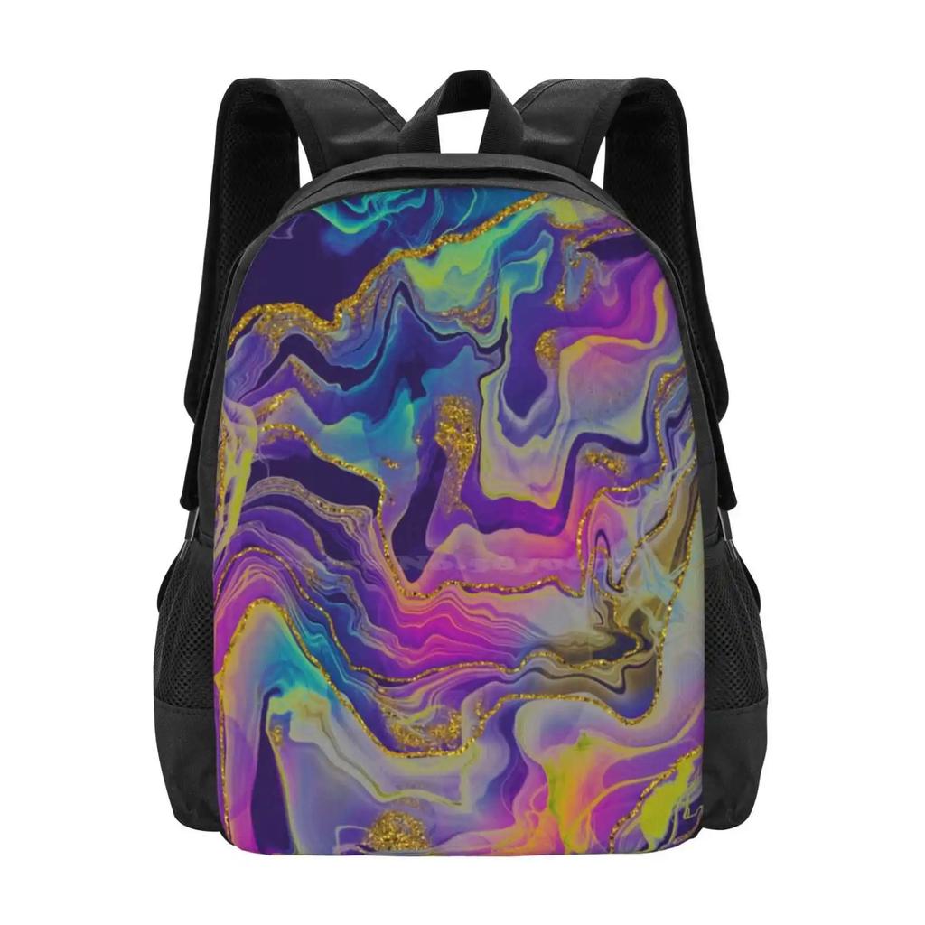 Sparkling Ink Splashes In Mermaid Colors With Gold Glitter Hot Sale Backpack Fashion Bags Ink Ink Splash Ink Art Ink Textures