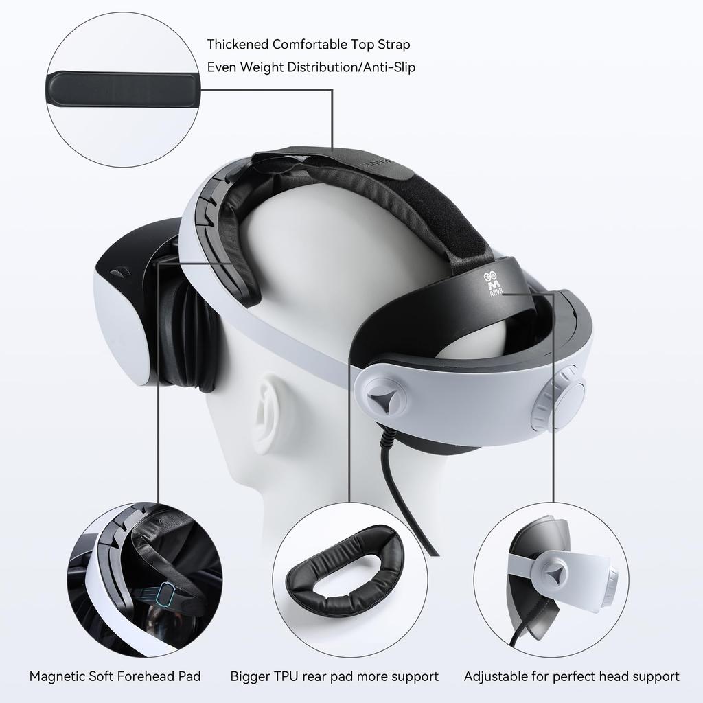 AMVR CM1 Comfort Modification compatible with PS VR maintains optimal adjusts weight and features upgraded soft and breathable forehead and Kit, 2,