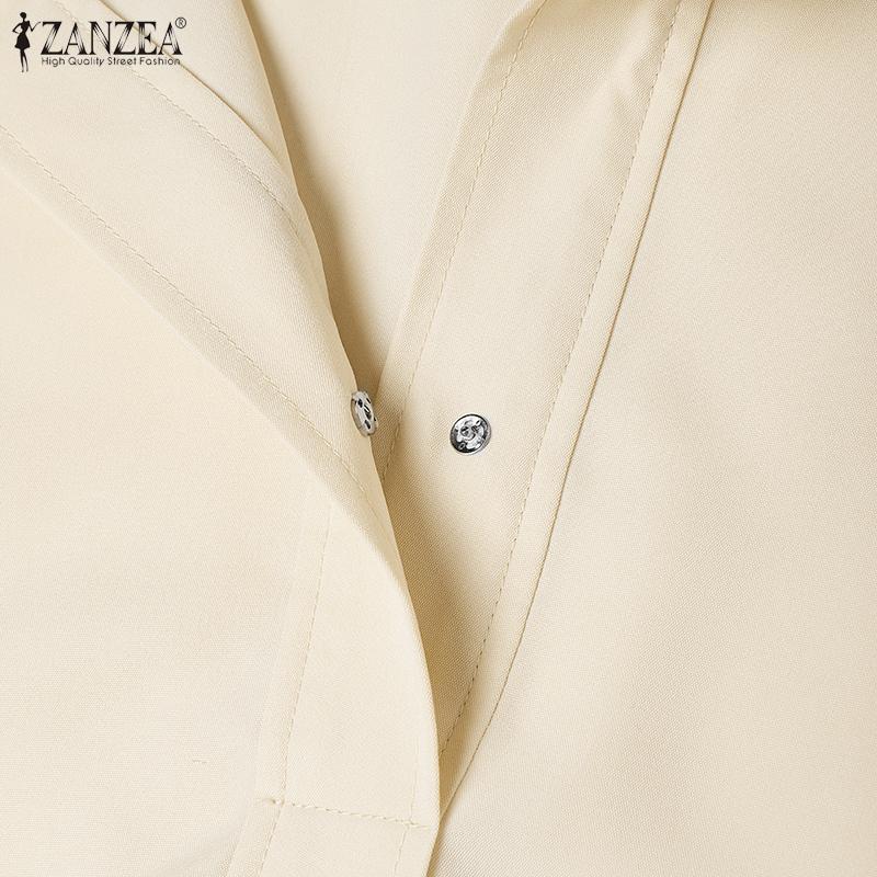 ZANZEA Women Turn Down Collar Summer Casual Short Sleeve Dress