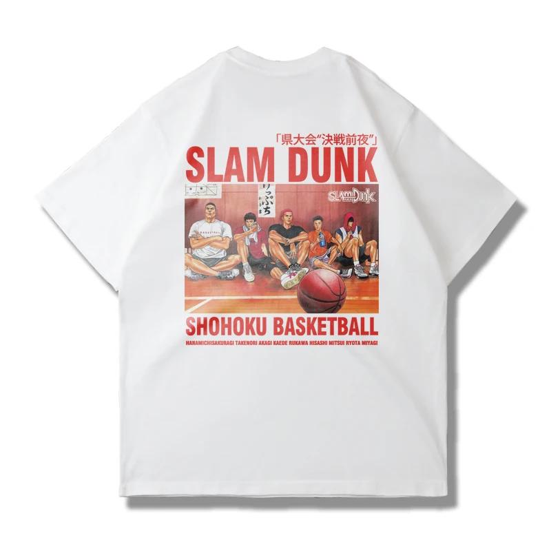 Japanese Anime Slam Dunk Master Big Movie Blockbuster Short Sleeve T-shirt Summer Loose 100% Cotton Sakura Ikebana
