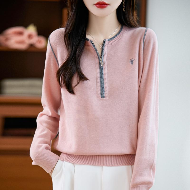 Women's Cashmere Sweater Qinghe Cashmere 30% Cashmere 70% Wool Autumn and Winter Pullover Warm and Fashionable