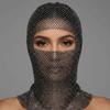Zircon Rhinestone Head Mask Mesh Mask Turban Hat Elegant Fishnet Headhood  Carnival