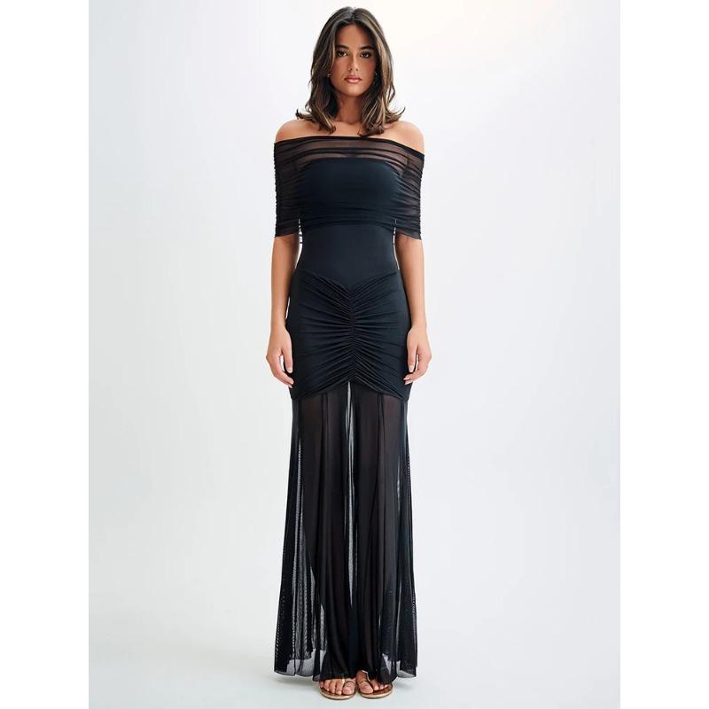 

Mozision Открытые плечи спинки сексуальное макси платье для женщин платье модное сетчатое без бретелек без рукавов облегающее длинное платье элегантное L