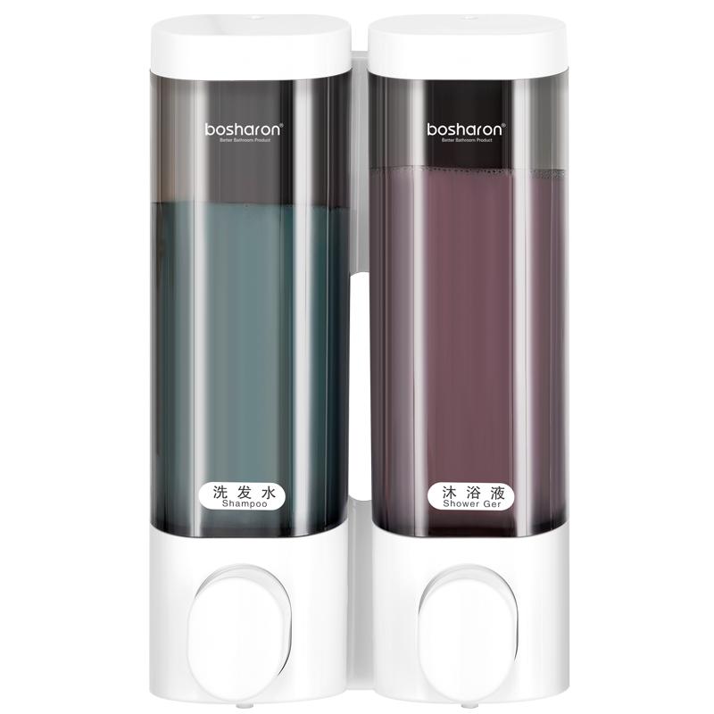 Bosharon Hotel Bathroom Washroom Double Soap Dispenser Wall Mount Shower Pump Hand Shampoo Soap Dispensers Shampoo Dispenser