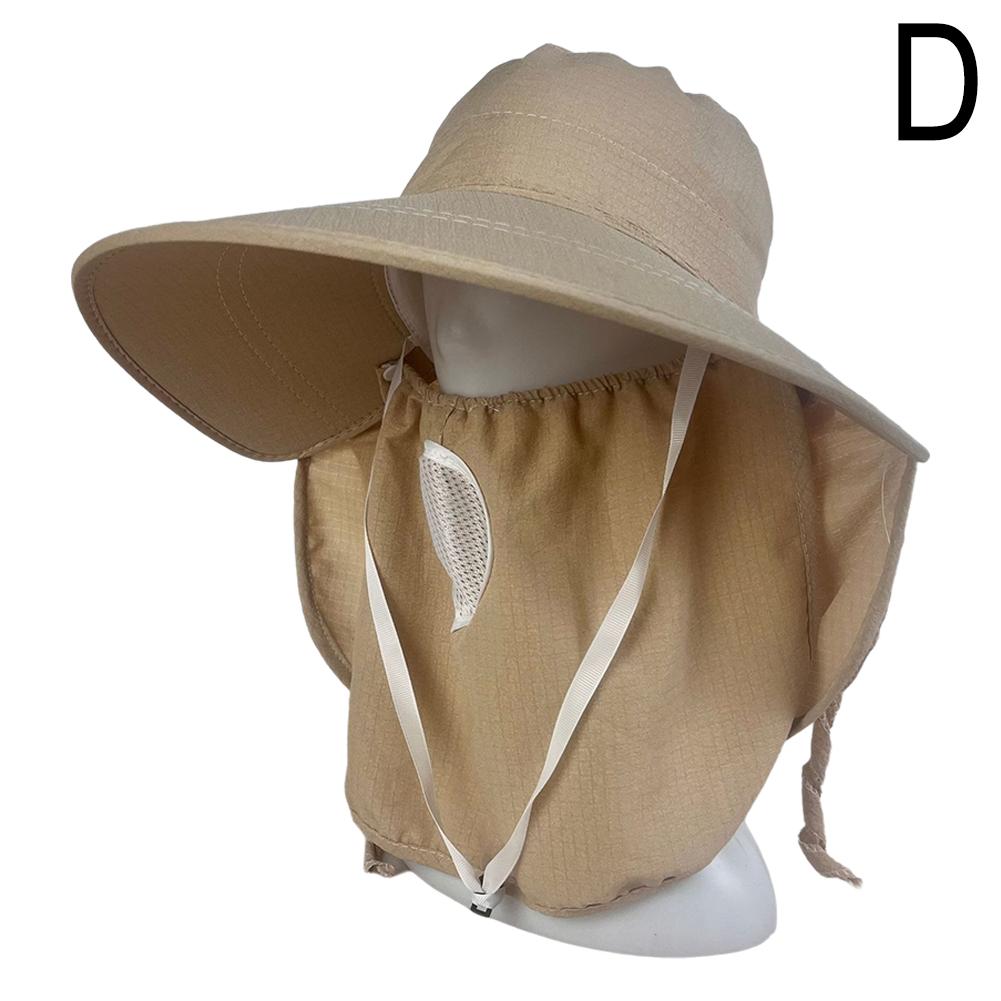 Summer Quick Dryng UV Protection Sun Visor Face Neck Cover Outdoor Fishing Cycling Hiking Wide Brim Shawl Sunscreen Ponytail Cap
