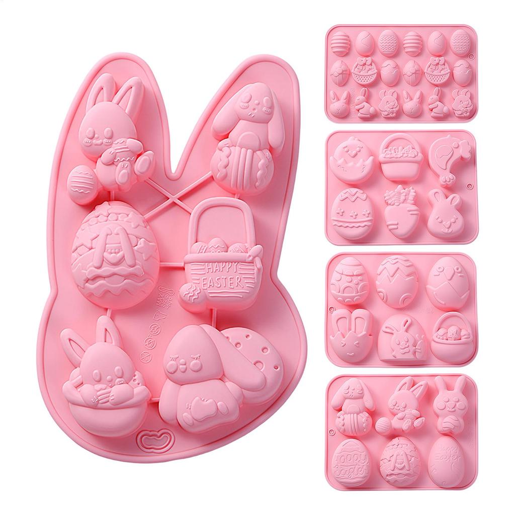 Easter Silicone Mold Cake Chocolate Cookie Baking Mould Rabbit Colored Holiday Easter Decoration Kitchen Bakeware Tools