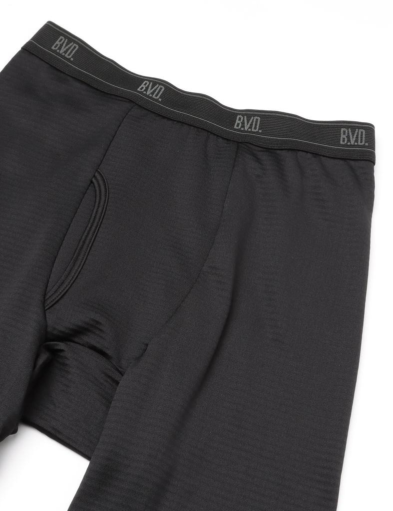 BVD Instant Warm Long Soft Black GRID-TEC Fleece-Lined Leggings, Leggings, Warm, Moisture-Wicking, Stretch, Anti-Static, Touch, Men's,