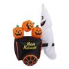 6ft Halloween Inflatable Ghost Pushing Pumpkin Cart Decor IP44 with Blower LED Lights Outdoor