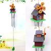 Creative Gift Wind Chimes Handcrafted 4 Tubes Wooden Metal Tube Wind Chimes Rustic Wooden  For Ideal Gift