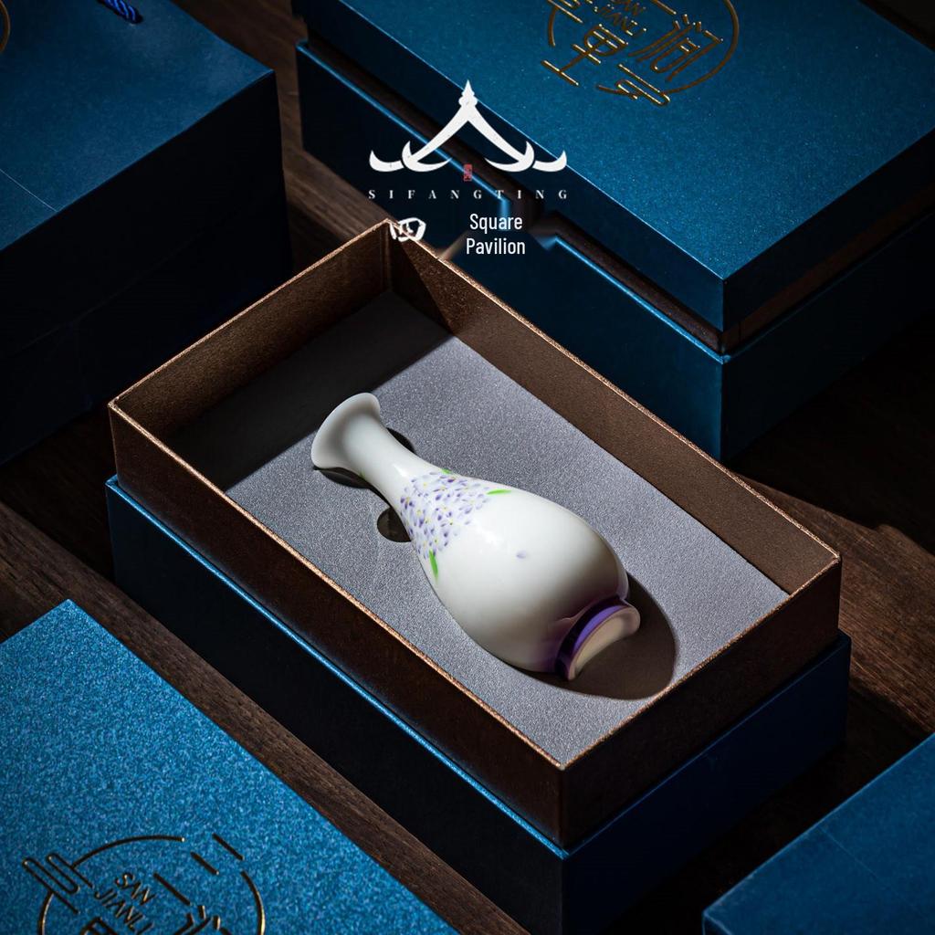 Elegant Jade Porcelain Vase - Hand-Painted Ceramic for Tea Ceremony, Flower Arrangement, and Home Decor with Gift Box Packaging