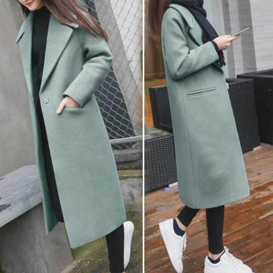 Dámský zimní kabát, midi délka, volný, jednobarevný, kardigan, kapsy, termo, jeden kus