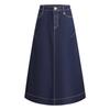 Navigare Fade-Resistant A-Line Denim Midi Skirt