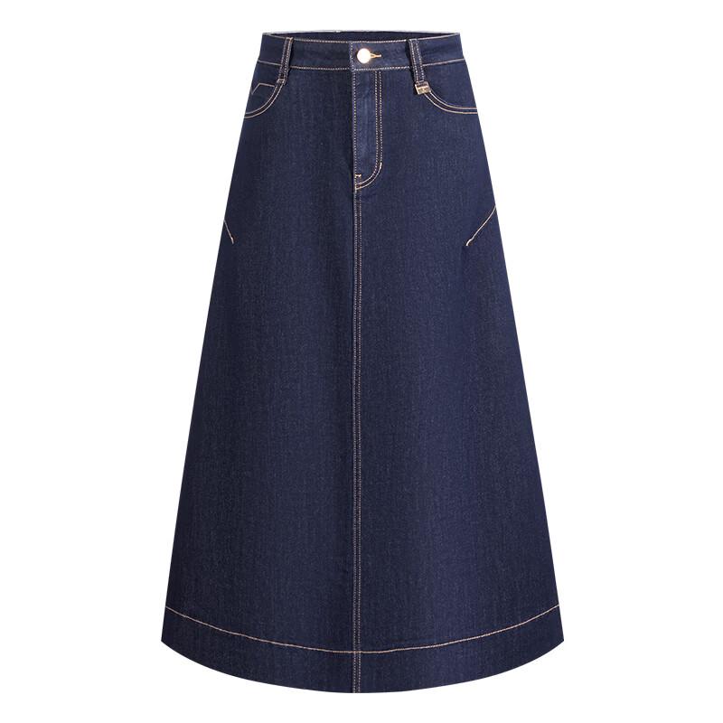 Navigare Fade-Resistant A-Line Denim Midi Skirt