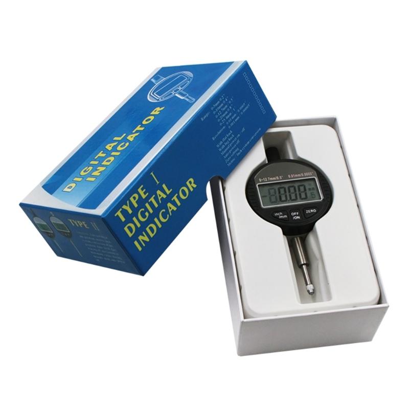 Electronic Digital Dial Indicator 0-12.7mm/0.5" Digital Probes Indicator Dial Test Gauge High Resolution: 0.01mm/0.005"