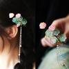 Lotus Hair Clip for Women Alloy Floral Hairpin with Imitation Pearl and Tassel, Traditional Chinese Style for Hanfu Cheongsam Wedding