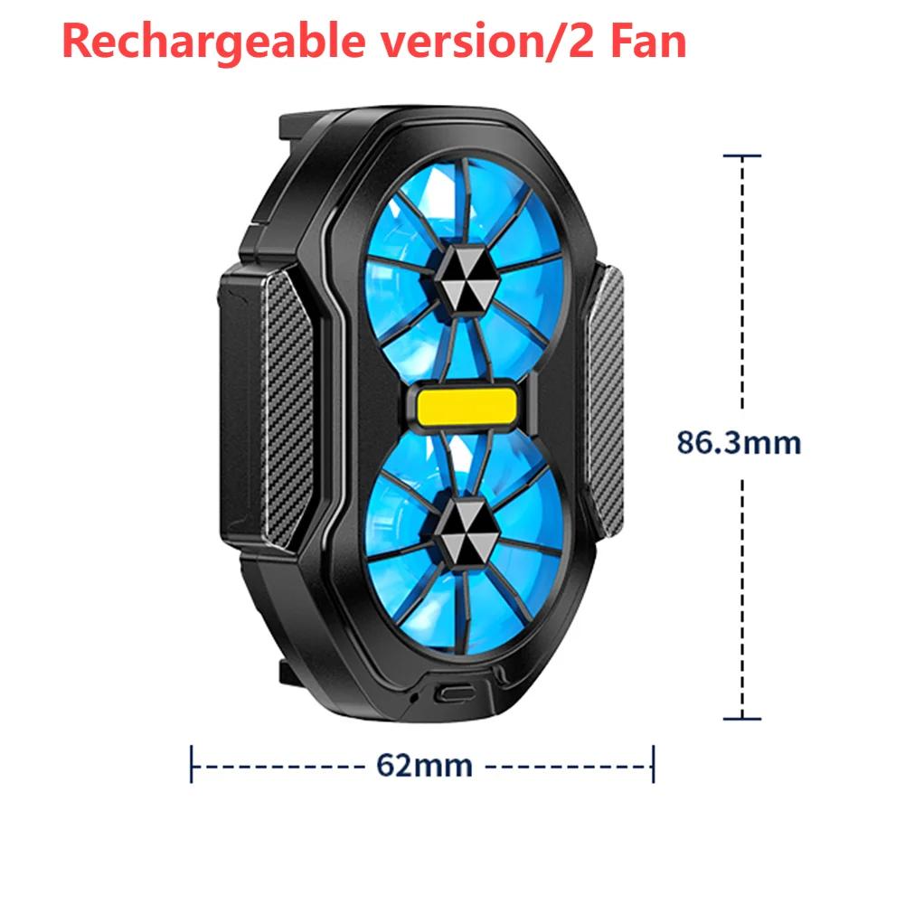 Dual Fan Plug-in/Rechargeable Mobile Phone Cooler Long Lasting Stronger Cooling Air Cooling for Iphone/Xiaomi/Huawei for Samsung