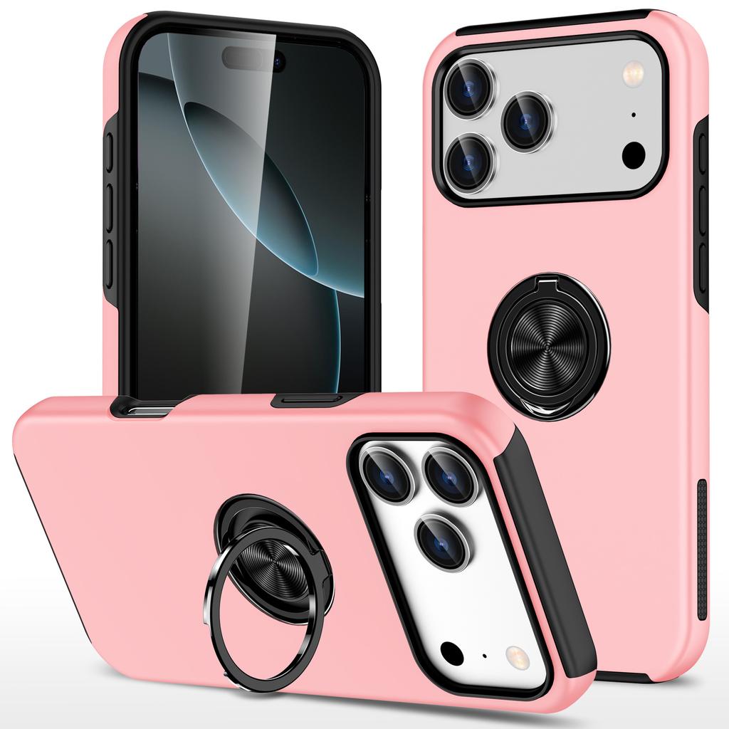 For iPhone 17 Pro Case PC + TPU Phone Cover with Rotatable Ring Holder
