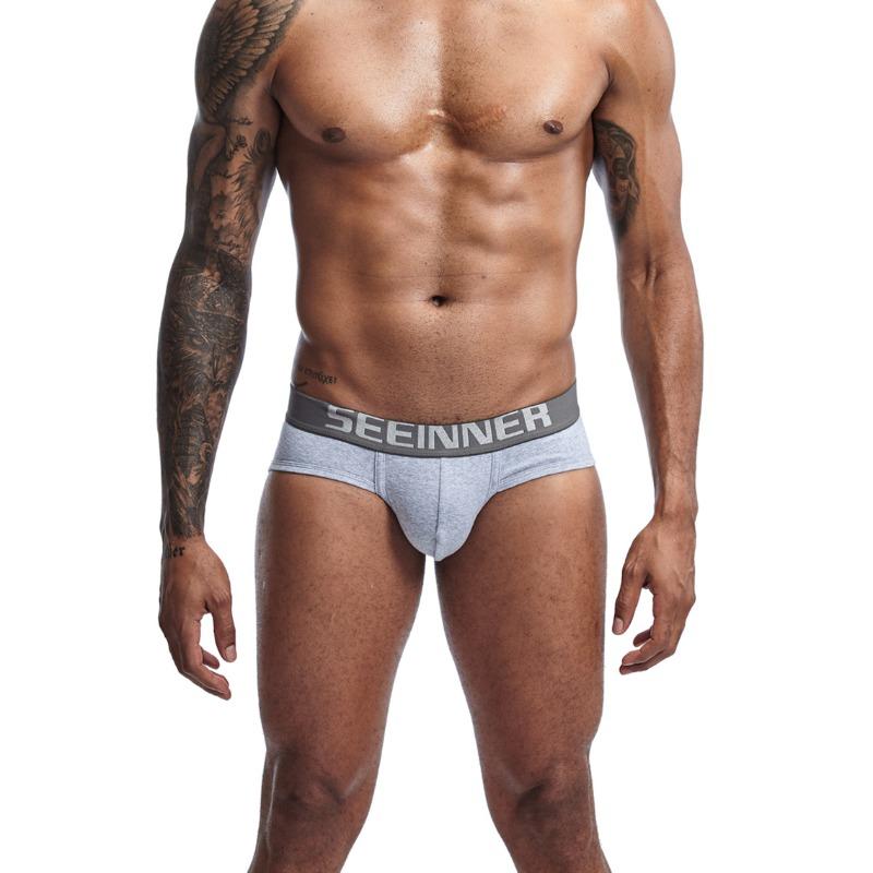 Heren sexy effen kleur puur katoen hoge kwaliteit slip, zak U convex trendy herenslip