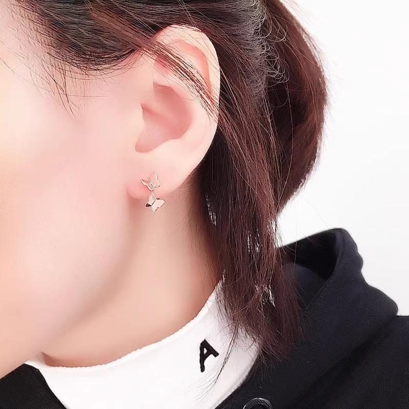 Exquisite Russian 585 Purple Gold Fashion Glossy Butterfly Simple Exquisite Earrings Rose Gold Plated Light Luxury Earrings