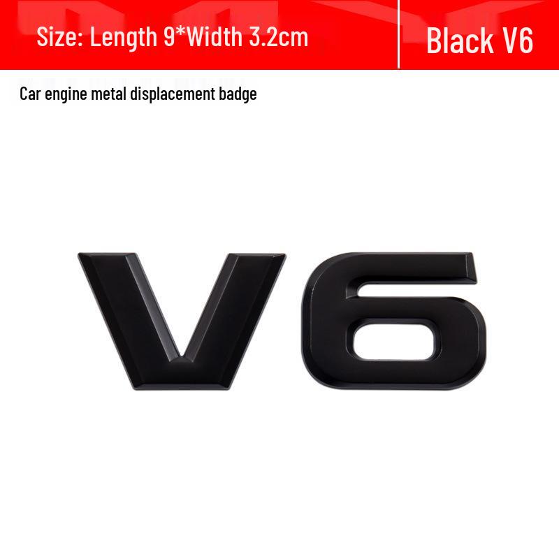 3D Metal V6 V8 Car Emblem for Modification - Large Displacement Rear Label Sticker