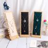 Bamboo Wood Necklace Display Stand: 12-Position Velvet Jewelry Rack