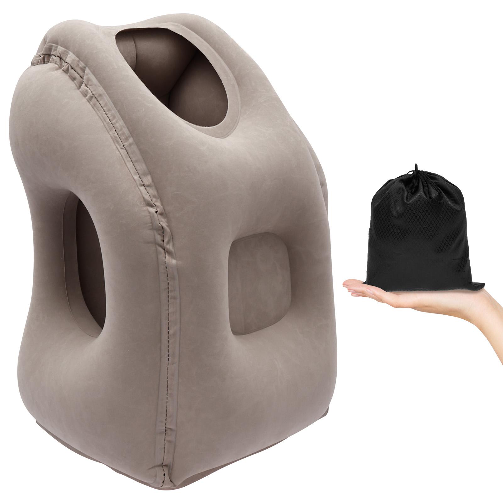 

Inflatable Travel Pillows Neck And Head Chin Sleeping Support Cushions for Airplane Plane Car Office Rest Pillows Napping серый