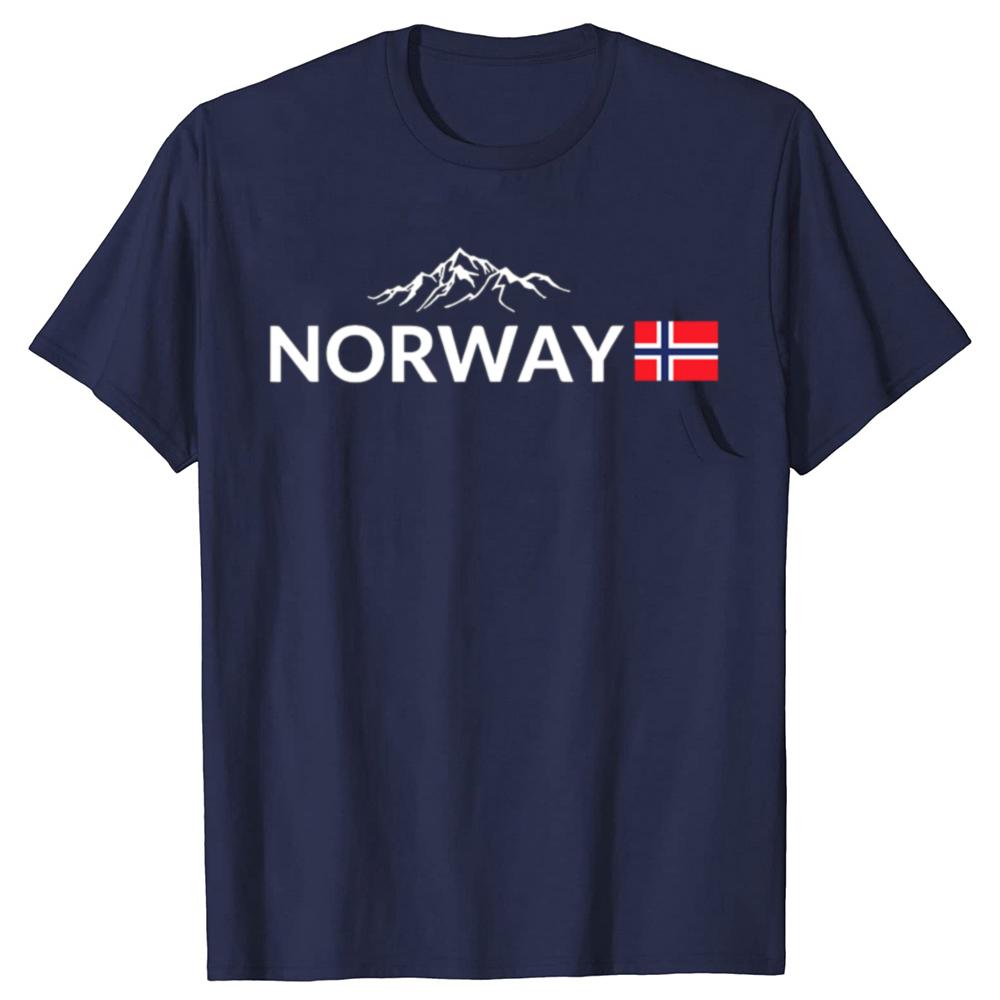 Funny Norway Flag Mountain Outdoor Graphic T-shirts Men Women's Fashion Casual Tshirt 100% Cotton Loose Oversized T Shirt